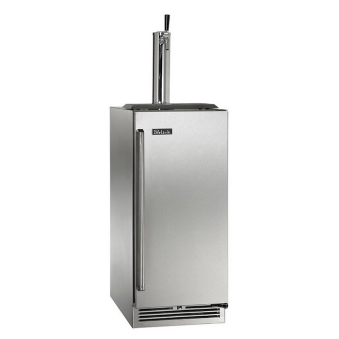 Perlick 15" Signature Series Indoor Kegerator Beverage Dispenser with Stainless Steel Solid Door 1 Tap